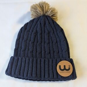 Navy Knit Beanie with Pom Pom
